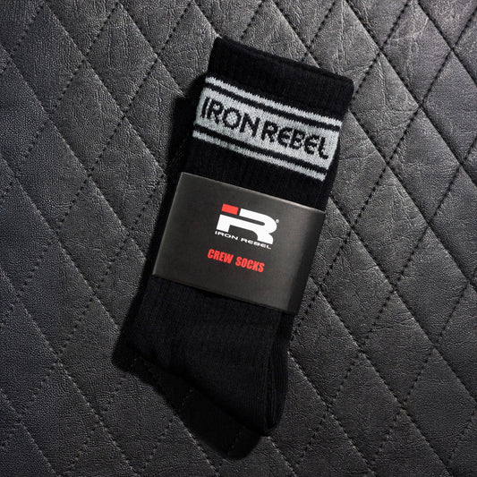 Iron Rebel Stripe Crew Socks (Black)