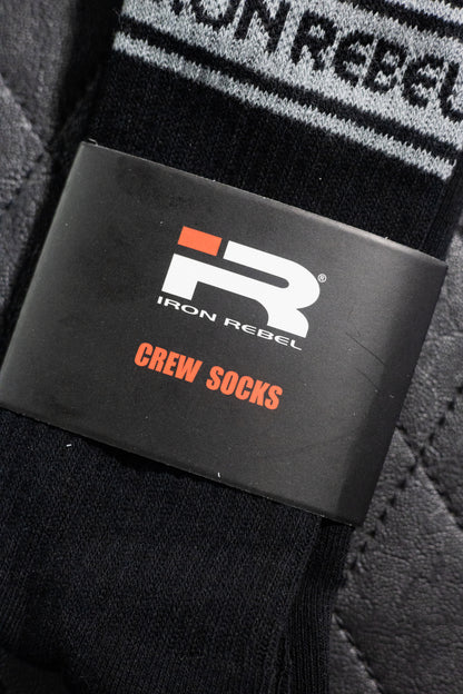 Iron Rebel Stripe Crew Socks (Black)