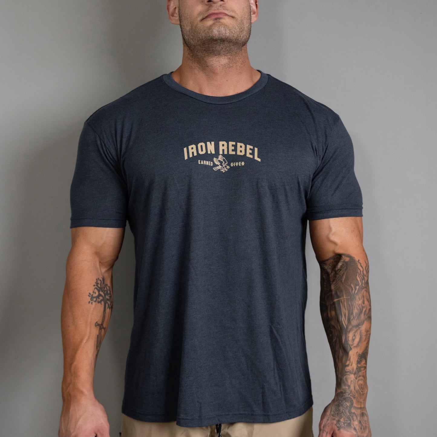 Eagle Tee (Midnight Heather) Premium Fitted Gym T-Shirt