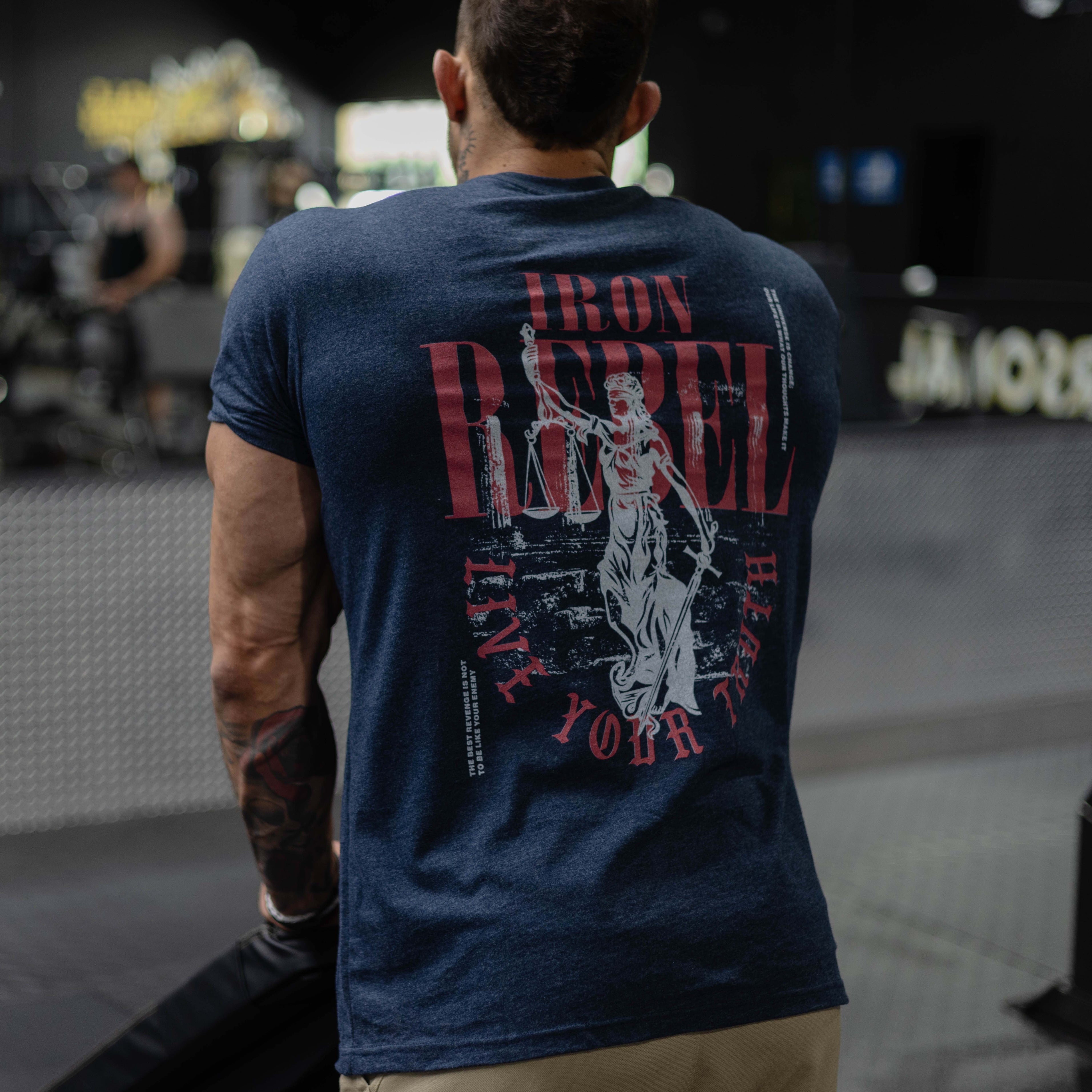 Lady Justice Tee (Navy) Premium Fitted Gym T-Shirt