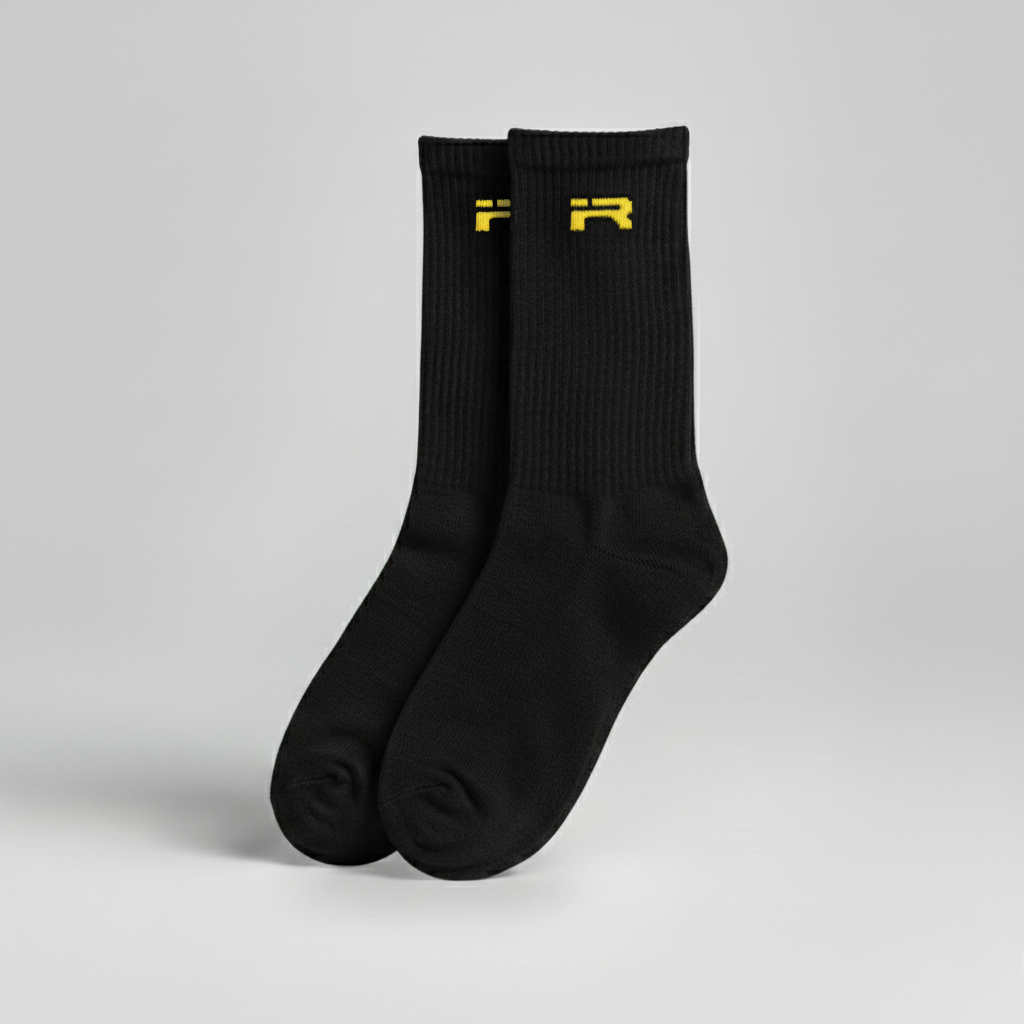 IR Logo Embroidered Crew Socks (Black/Gold)